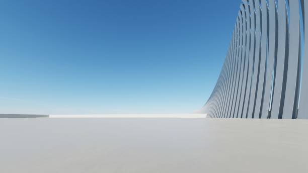 istock 3d render of abstract modern architecture with empty cement floor, minimal exterior, car presentation background 2194321900