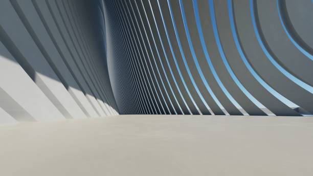 istock 3d render of abstract modern architecture with empty cement floor, minimal exterior, car presentation background 2194321901