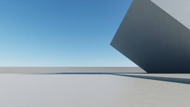 istock 3d render of abstract modern architecture with empty cement floor, minimal exterior, car presentation background 2194321926