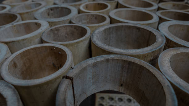 istock Close Up of Stacked Bamboo Tubes 2194322113