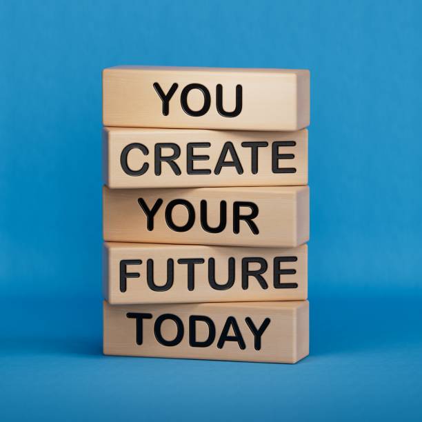 istock Future and development symbol. Wooden blocks with words You Create your Future today.Business and Future and development concept. Copy space.3D rendering on blue background. 2194326075