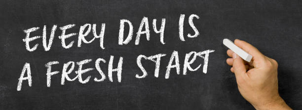 istock Text written on a blackboard -  Every day is a fresh start 2194334729