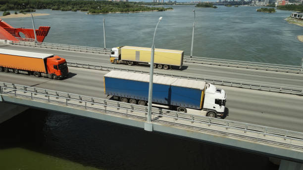 istock Fast heavy semi truck good delivery. Lorry freight transportation Cargo logistic 2194335095