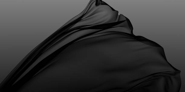 istock Black veil fluttering in the wind. 3d rendering flying fabric background 2194340321