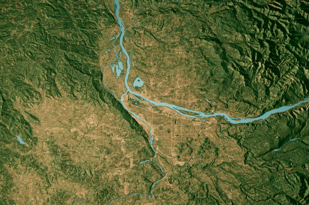 istock Portland Satellite Topographic Map 3D Render True Color 2194345003