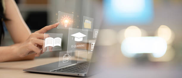 istock Concept of Online education. man use Online education training and e-learning webinar on internet for personal development and professional qualifications. Digital courses to develop new skills. 2194346162