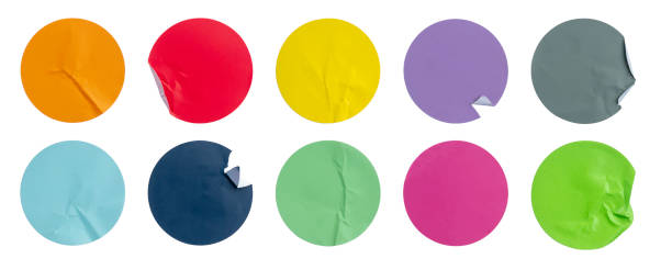 istock Colorful Circles sticker with Wrinkled Textures in Various Shades. 2194346568