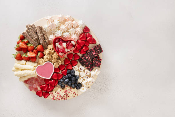 istock Charcuterie Valentines Day board with chocolate sweets. 2194346729