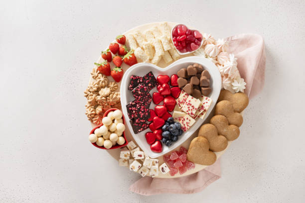 istock Charcuterie Valentines Day board with chocolate sweets. 2194346731