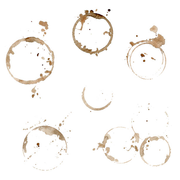 istock Hand draw set of abstract coffee watercolor circle splashes and stains isolated on white background 2194346977
