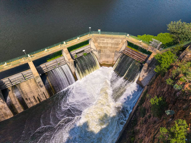 istock Hartbeespoort Dam Wall with Sluice Gates Open 2194348834