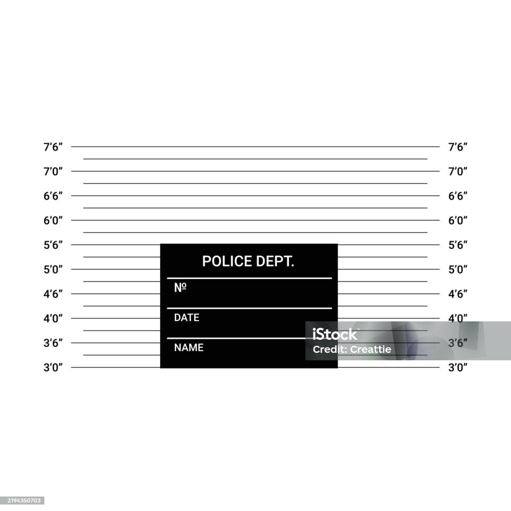 Mugshot Background With Height Chart And Police Department Tag In Flat Mugshot Background With Height Chart And Police Department Tag In Flat