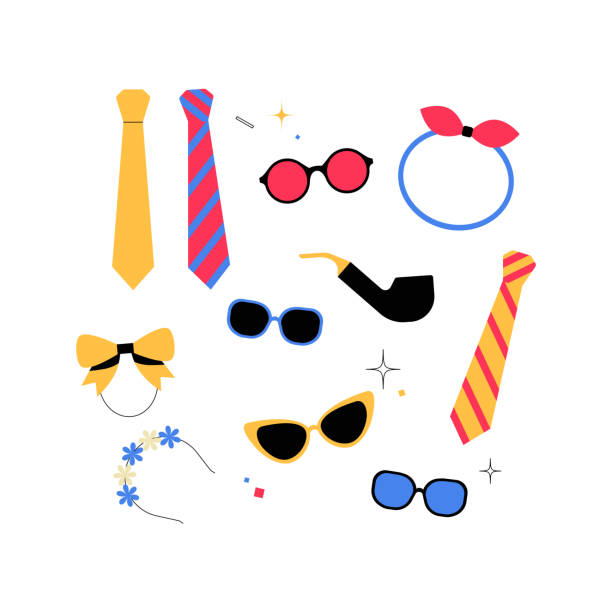 istock Accessories Collection With Ties, Sunglasses, And Headbands In Flat Vector Illustration Symbolizing Fashion And Style, Isolated On White Background. 2194354108