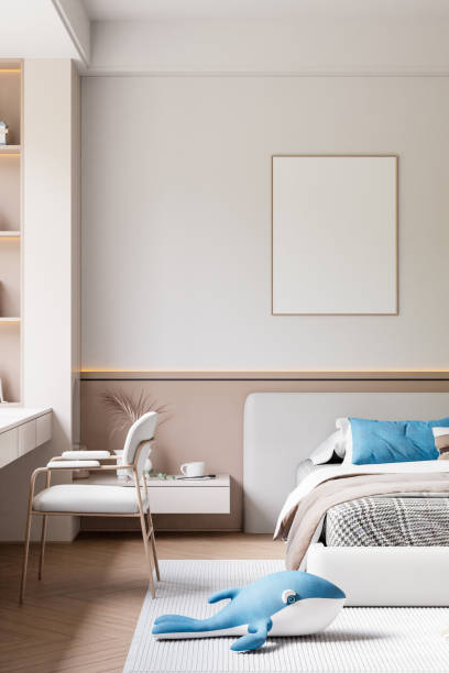 istock Interior Kids Room Wall Mockup 2194363914