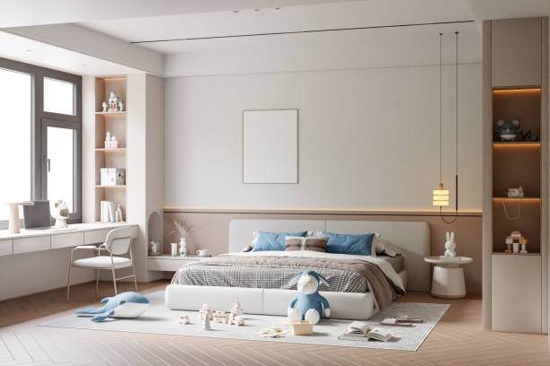istock Interior Kids Room Wall Mockup 2194363917