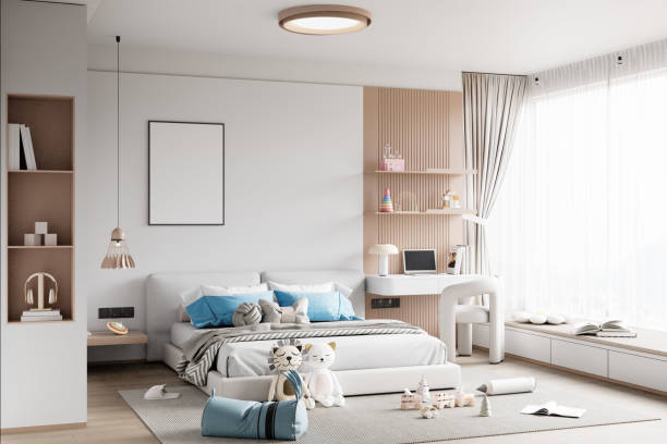 istock Interior Kids Room Wall Mockup 2194363986