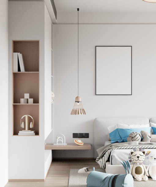 istock Interior Kids Room Wall Mockup 2194363999