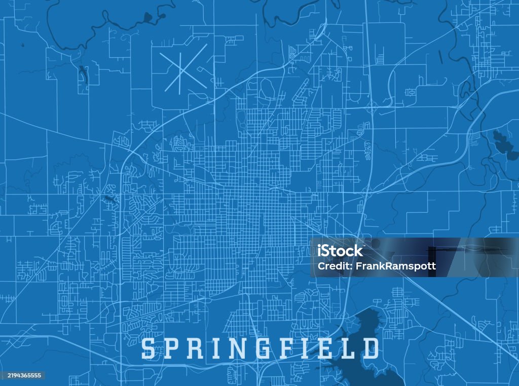 Spring Bay Il Map Springfield Il City Vector Road Map Blue Horizontal Stock Illustration ...