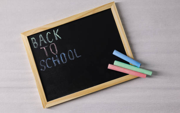 istock back to school message on black chalkboard with colorful chalk sticks, symbolizing education and learning in a creative classroom setting 2194367004