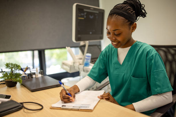 istock Female doctor working in her office 2194368393