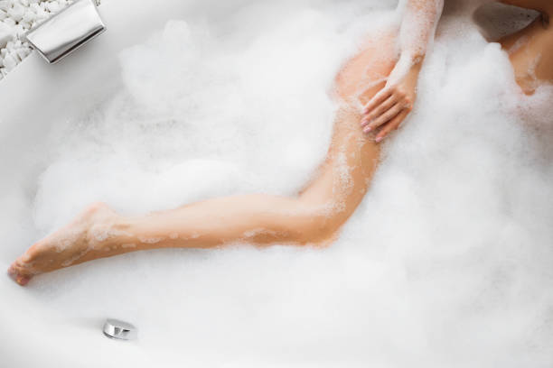 istock Woman Body In Bath Foam, Top view 2194369294