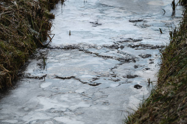 istock Close-Up of Frozen Ice on Water Surface 2194376974
