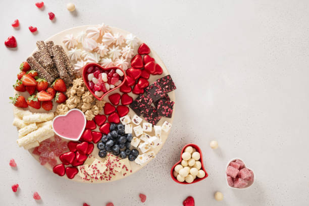 istock Charcuterie Valentines Day board with chocolate sweets. 2194377861