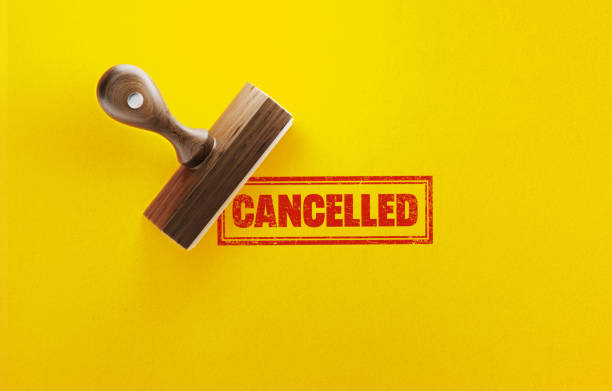 Cancelled stamp on yellow background. Horizontal composition.
