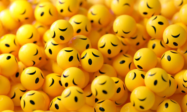 Sleepy emojis on yellow background. Horizontal composition.