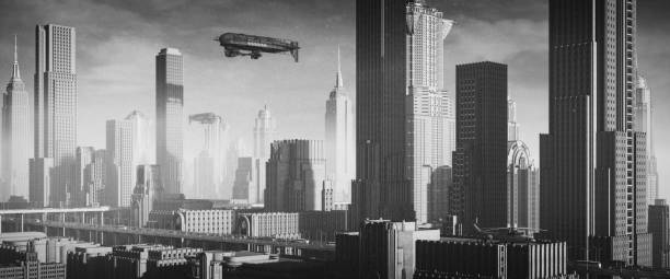 istock Retro-Futuristic Cityscape with Art Deco Architecture 2194381333