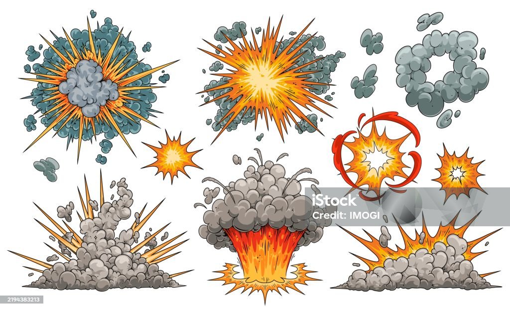 Cartoon Explosion Effects For Design Projects Stock Illustration ...