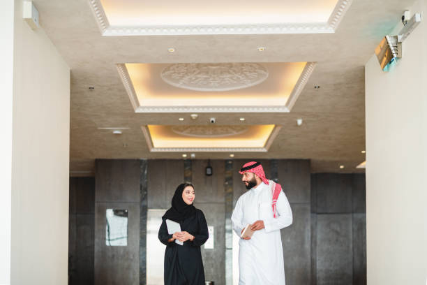 istock Confident Arabic Business Professionals in Modern Hotel Lobby 2194383554