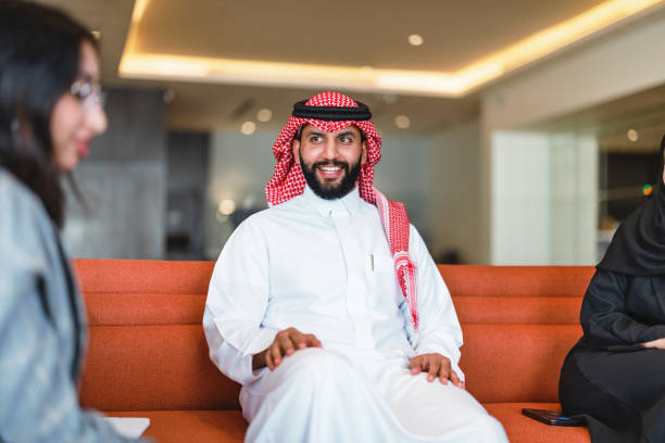 istock Confident Arabic Business Executives in Modern Hotel Lobby 2194383565