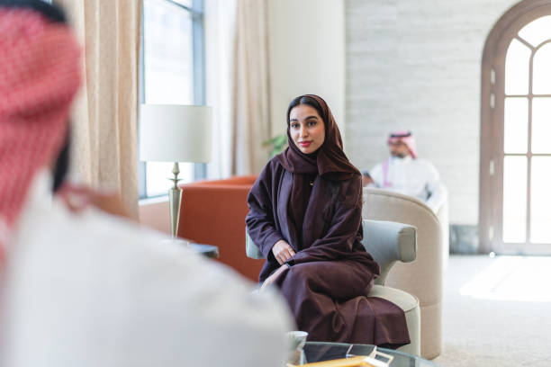 istock Confident Arabic Business Executives in Modern Hotel Lobby 2194386258