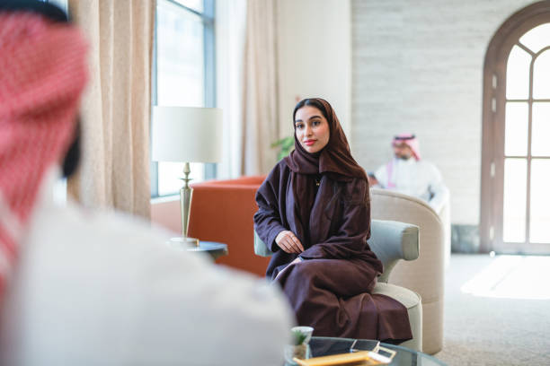 istock Professional Arabic Business Executives in Modern Hotel Lobby 2194386268
