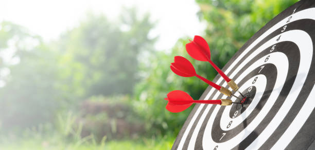 istock Business background with arrow on target 2194387304