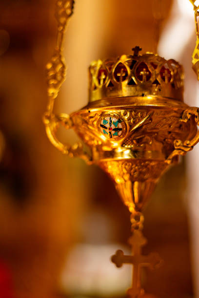 Candles are lit in the temple