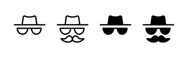 Mobile Incognito set icons. Linear and silhouette style. Vector icons. mask disguise stock illustrations