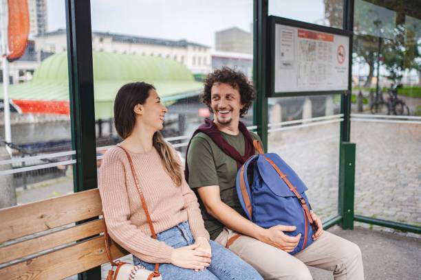 istock Tourists waiting for bus at bus stop in Malmo 2194391961