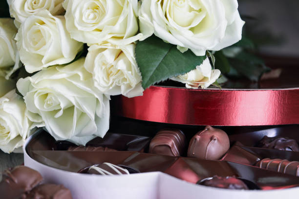 istock Valentines Day Candy with White Rose Bouquet 2194394534