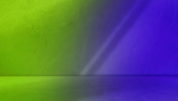 istock gradient blue and green background studio room with light beam from above for product display in futuristic concept. floor and wall backdrop muslin design backdrop. 2194400466
