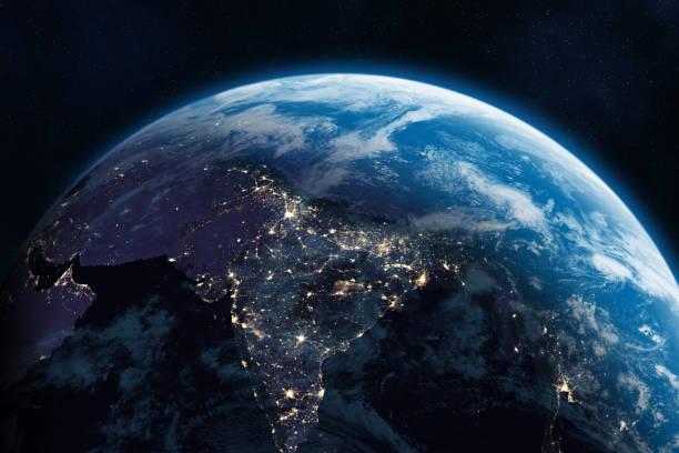 istock Earth from the space at night. Space banner template. Asia. 2194400602