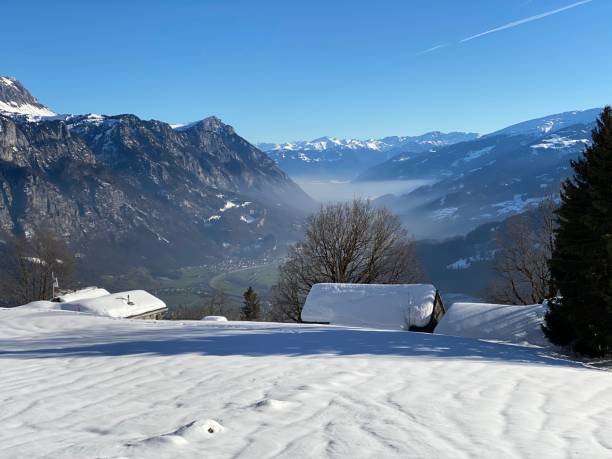 istock Winter atmosphere in spacious subalpine valley Seeztal along the Seez River between Lake Walensee and the Rheintal Valley, Walenstadtberg - Canton of St. Gallen, Switzerland (Schweiz) 2194402853