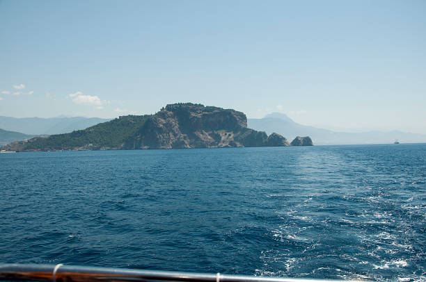 View of the cliffs from the sea.