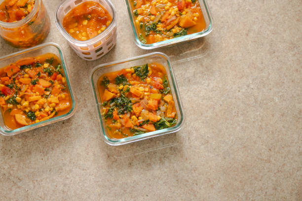 istock Food Storage Containers Filled with Soup - Meal Prep - High Angle Top Down 2194416252