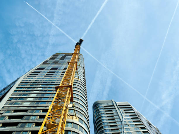 Construction Cranes with Coloured Graphic Overlay.
