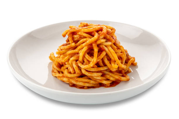 istock Square spaghetti pasta with red tomato sauce 2194417272
