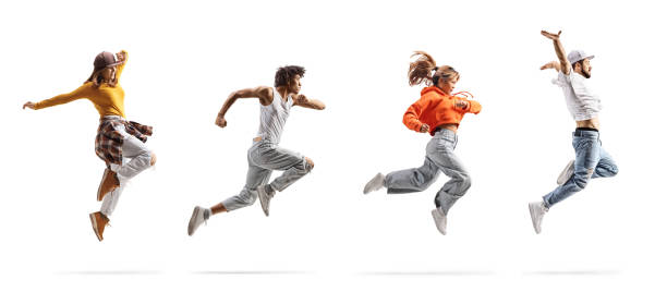 istock Group of dancers jumping 2194418098