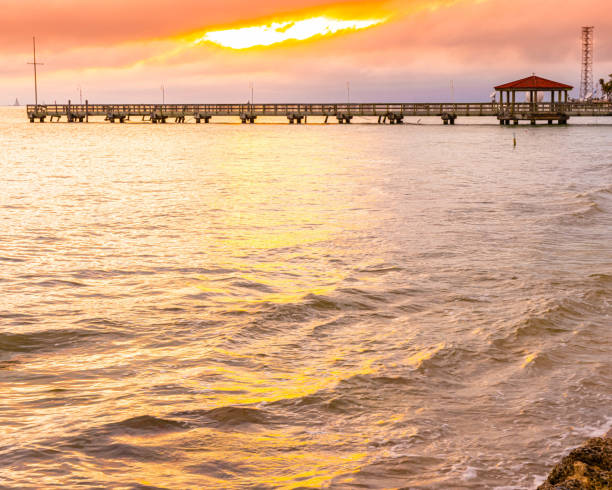 istock Sunset on Hurricane Damaged Pier on Casa Marina Beach, 2194422672