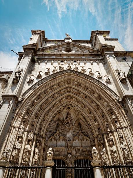 istock Gothic cathedral facade with detailed carvings. 2194423111
